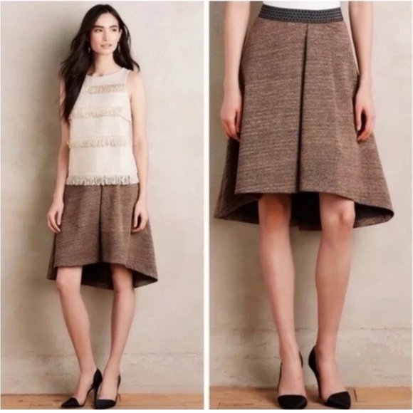 Anthropologie HD In Paris Glistened Metallic Hi-Low Skirt Career Gold NWT Size S - Picture 1 of 9